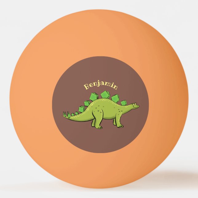 Funny stegosaurus dinosaur cartoon ping pong ball (Front)