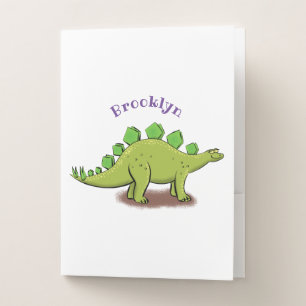 Funny stegosaurus dinosaur cartoon pocket folder