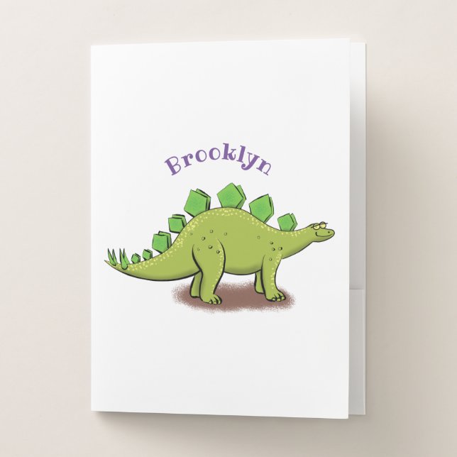 Funny stegosaurus dinosaur cartoon pocket folder (Front)