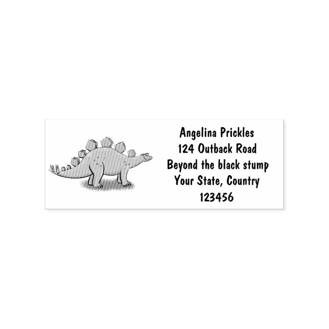 Funny stegosaurus dinosaur cartoon rubber stamp (Imprint)