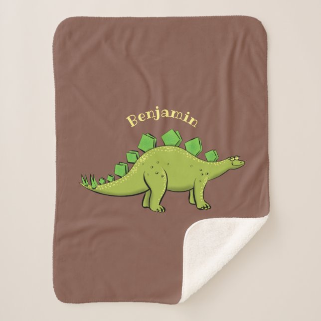 Funny stegosaurus dinosaur cartoon  sherpa blanket (Front)