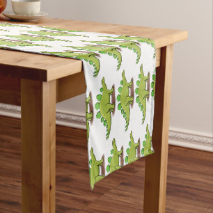 Funny stegosaurus dinosaur cartoon short table runner