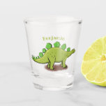 Funny stegosaurus dinosaur cartoon  shot glass