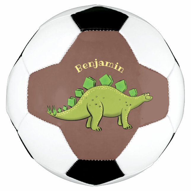 Funny stegosaurus dinosaur cartoon soccer ball (Front)