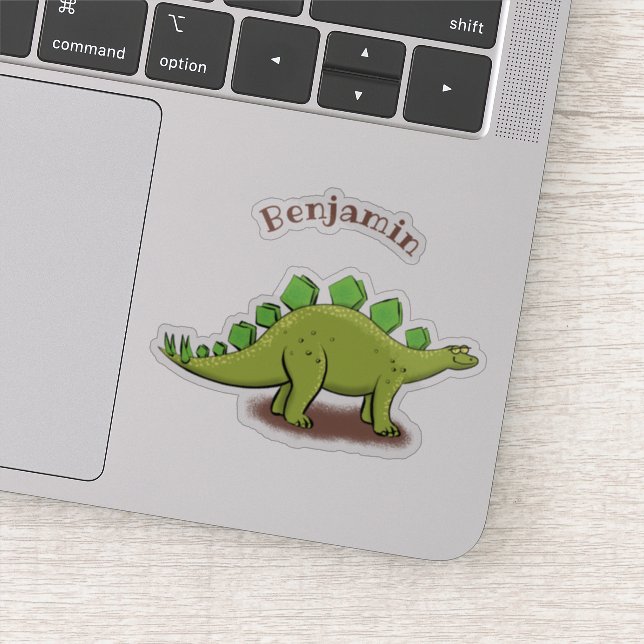 Funny stegosaurus dinosaur cartoon sticker (Detail)