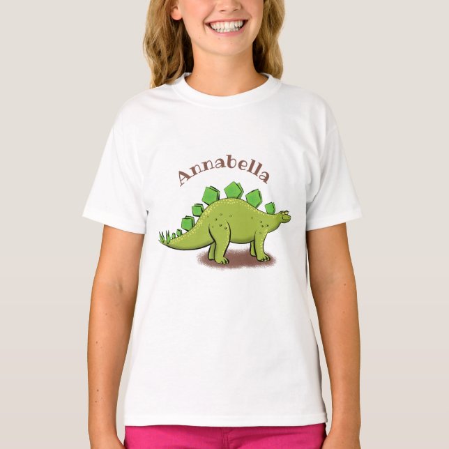 Funny stegosaurus dinosaur cartoon T-Shirt (Front)