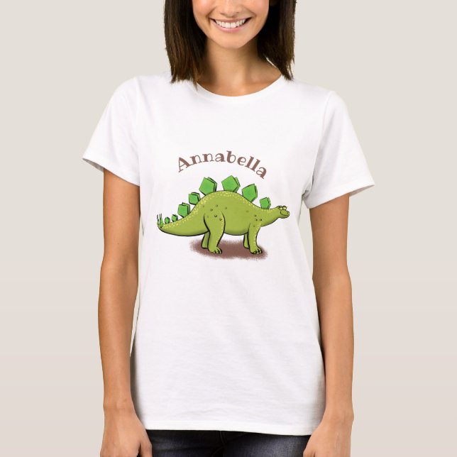 Funny stegosaurus dinosaur cartoon T-Shirt (Front)