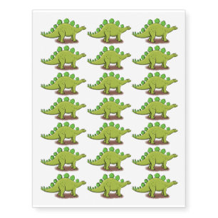 Funny stegosaurus dinosaur cartoon temporary tattoos