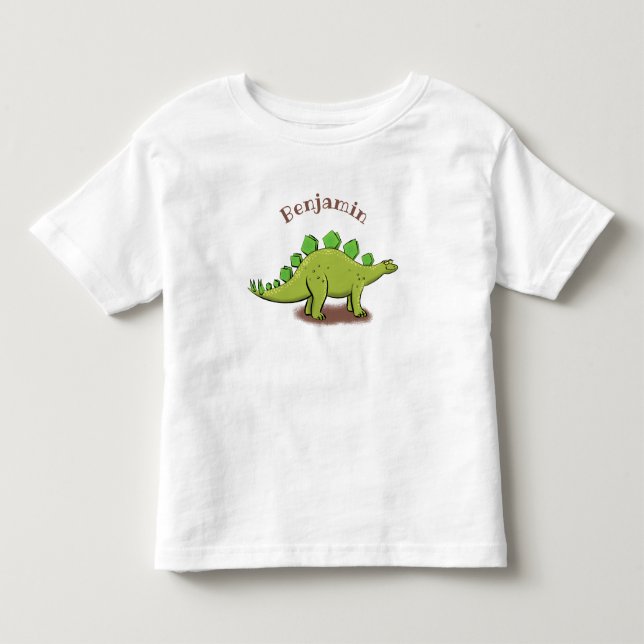 Funny stegosaurus dinosaur cartoon toddler t-shirt (Front)