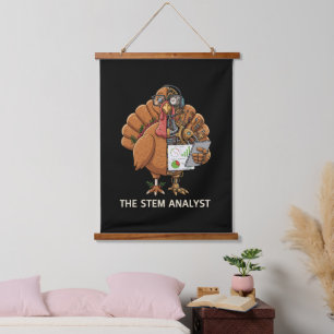 Funny STEM Analyst Robot Turkey Thanksgiving Gift Hanging Tapestry