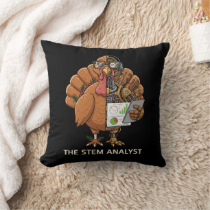 Funny STEM Analyst Robot Turkey Thanksgiving Gift Throw Pillow