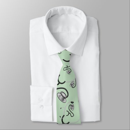 Funny Stethoscopes For Doctors On Mint Green Tie