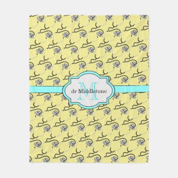 Funny Stethoscopes For Doctors On Yellow Name Fleece Blanket by storechichi at Zazzle