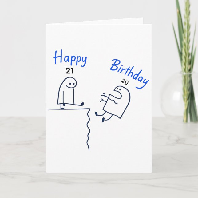 Funny Stick Figure Meme Birthday |Customizable Age Card (Front)