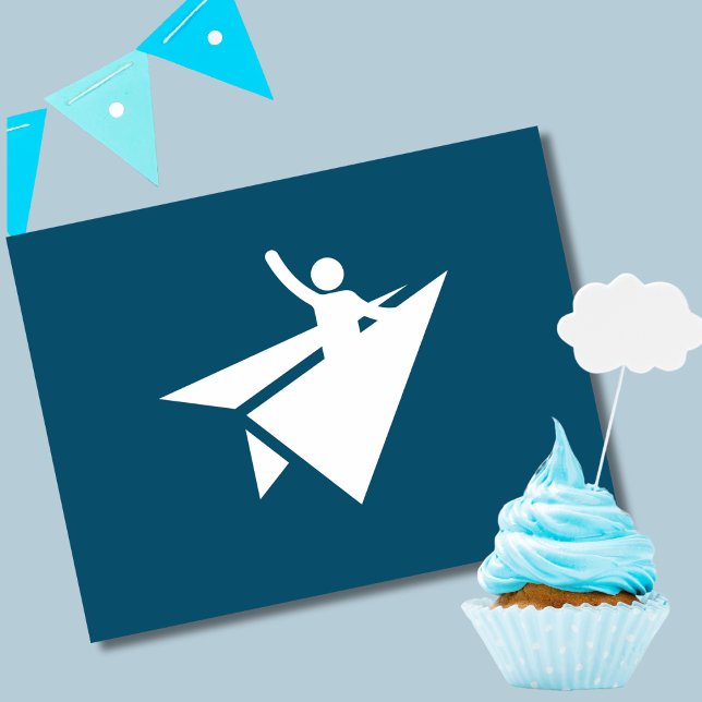 Funny Stick Figure Paper Airplane,Custom Birthday Postcard (Creator Uploaded)