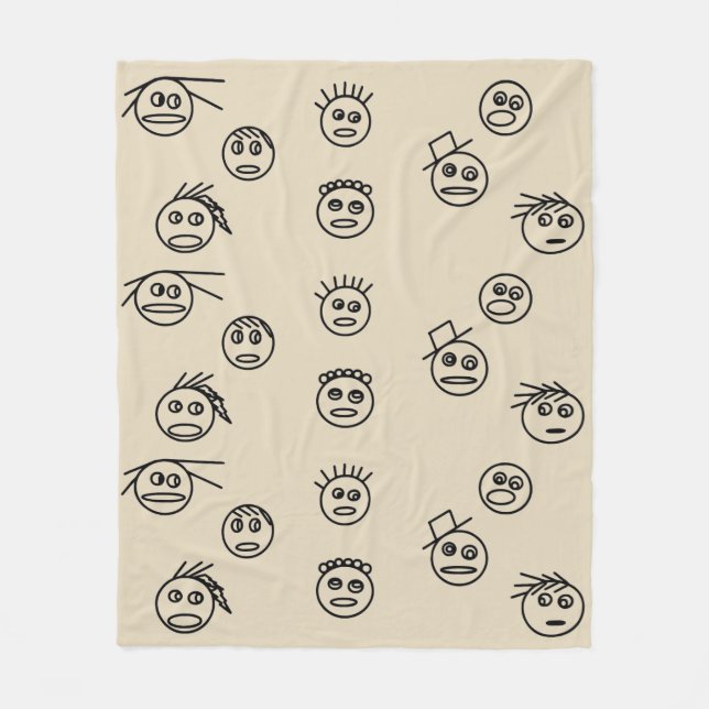 Funny Stick Man Faces Design Fleece Blanket (Front)