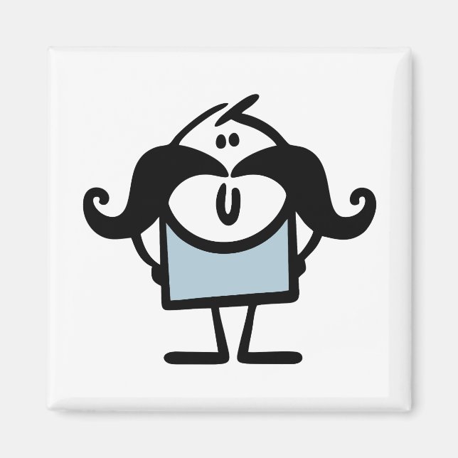 Funny stick man with moustaches magnet (Front)