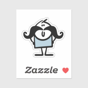 Funny stick man with moustaches sticker