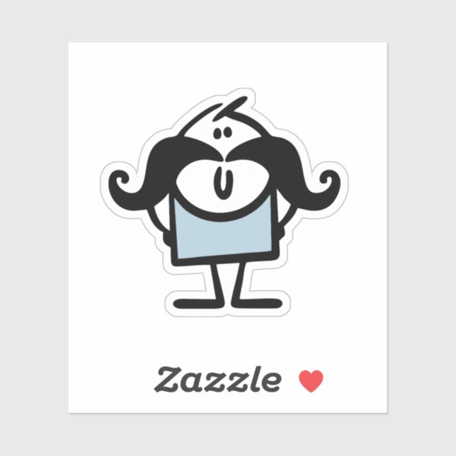 Funny stick man with moustaches sticker (Sheet)
