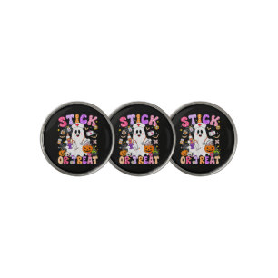 Funny Stick Or Treat Cute Nurse Ghost Halloween Golf Ball Marker