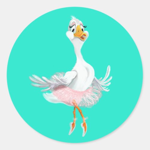 Funny Sticker with Ballerina Duck _ Your Colors