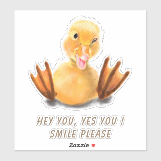 Funny Sticker with Happy Duck - Custom Text (Sheet)