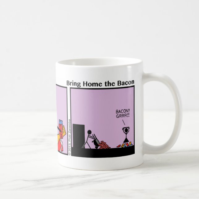 Funny Stickman Bring Home The Bacon Mug (Right)