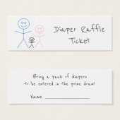 Funny Stickman Family Drawing Diaper Raffle Ticket (Front & Back)