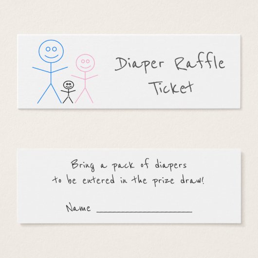 Funny Stickman Family Drawing Diaper Raffle Ticket (Front & Back)