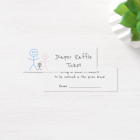 Funny Stickman Family Drawing Diaper Raffle Ticket (Desk)