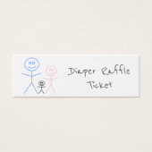 Funny Stickman Family Drawing Diaper Raffle Ticket (Front)