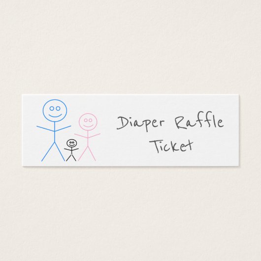 Funny Stickman Family Drawing Diaper Raffle Ticket (Front)