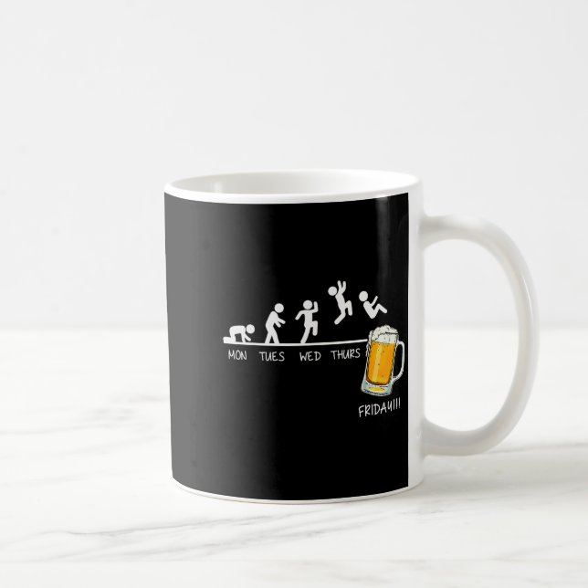 Funny Stickman Jumping Beer Days Of Week Friday Dr Coffee Mug (Right)