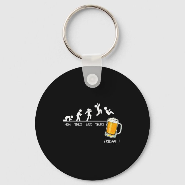 Funny Stickman Jumping Beer Days Of Week Friday Dr Keychain (Front)
