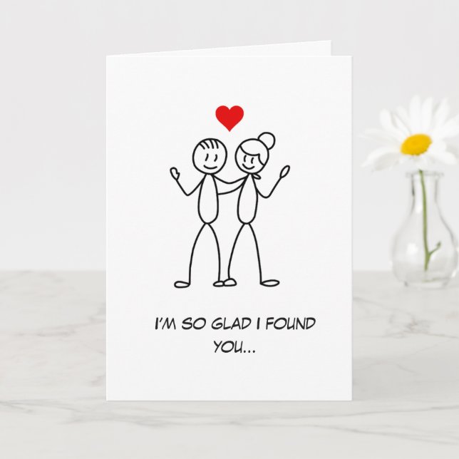 Funny Stickman Valentine Card – For Him (Small Plant)