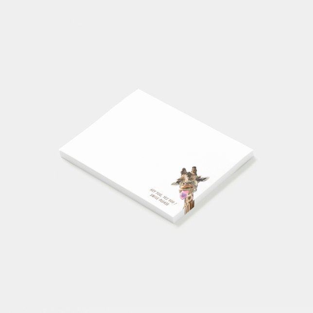 Funny Sticky Notes Playful Giraffe - Custom Text (Angled)