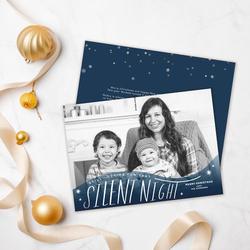 Funny Still looking for Silent Night Family Photo Holiday Card