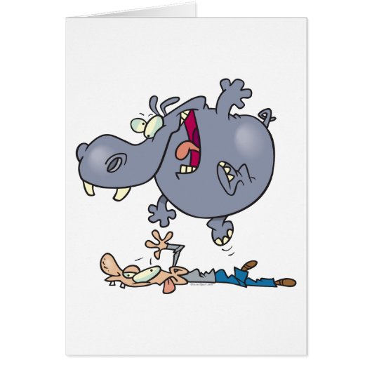 funny stomping hippo cartoon cards (Front)