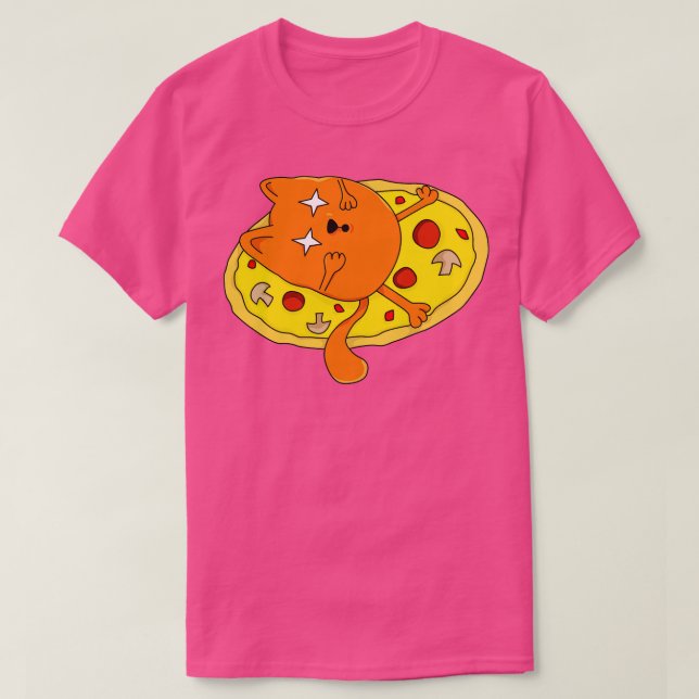 Funny Stoned Pizza Cat  T-Shirt (Design Front)