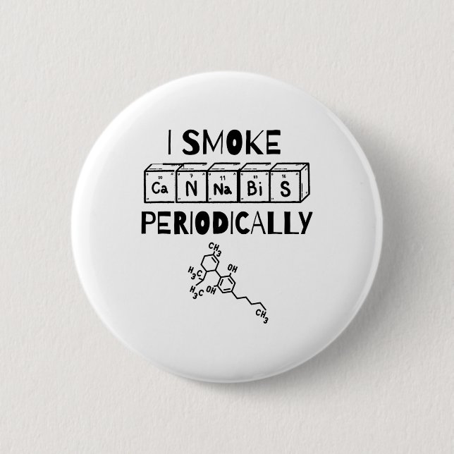 Funny Stoner Day Periodic Table Science Thc  Button (Front)