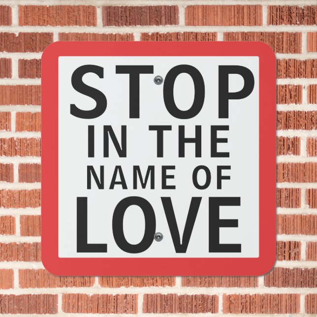 Funny Stop in the Name Of Reflective Road Metal Sign (In Situ(Brick))