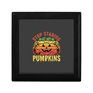 Funny Stop Staring At My Pumpkins Halloween Design Gift Box