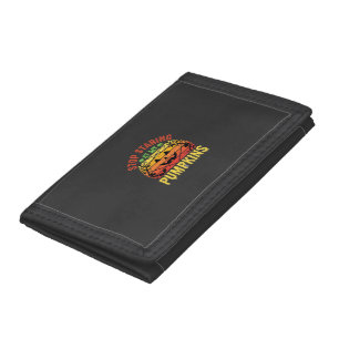 Funny Stop Staring At My Pumpkins Halloween Design Tri-fold Wallet