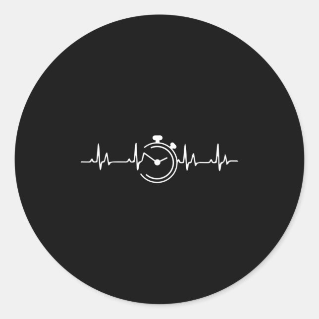 Funny Stopwatch Coach Heartbeat Pulse  Classic Round Sticker (Front)