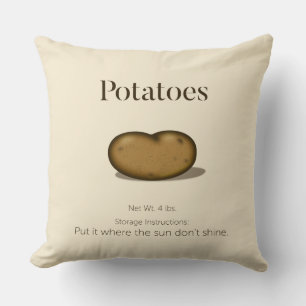 Funny Storage Instructions Rustic Potato Sack Throw Pillow
