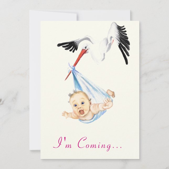 Funny Stork Baby Shower Invitation - I'm Coming (Back)
