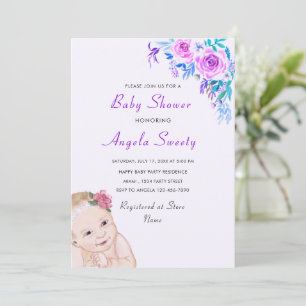 Funny Stork with Baby Shower Invitations Template