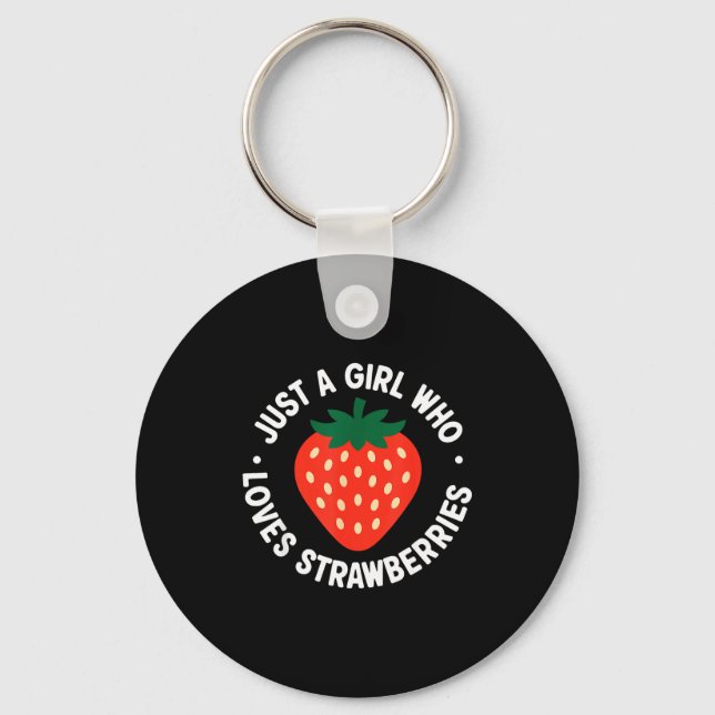 Funny Strawberry Art For Girls Women Fruit Strawbe Keychain (Front)