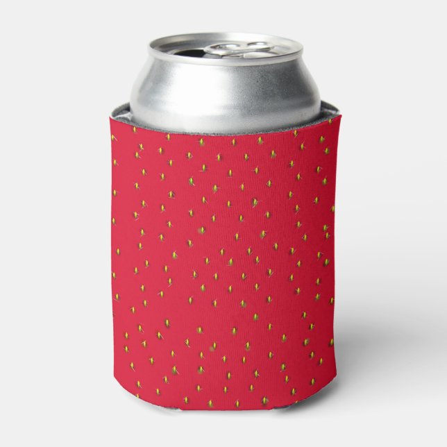 Funny strawberry background red can cooler (Can Front)