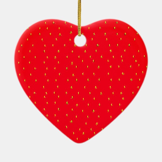 Funny strawberry background red ceramic ornament (Back)
